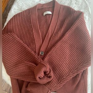 Aritzia Babaton Cropped Cardigan Burgundy Size L